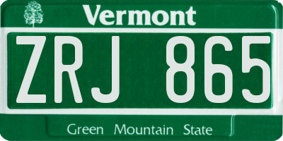 VT license plate ZRJ865