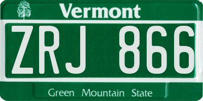 VT license plate ZRJ866