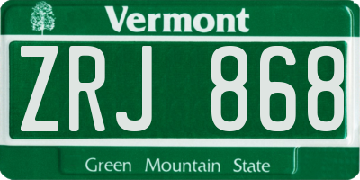 VT license plate ZRJ868