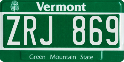 VT license plate ZRJ869