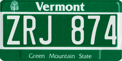 VT license plate ZRJ874
