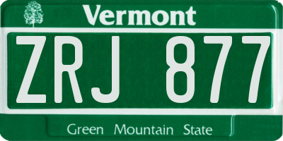 VT license plate ZRJ877