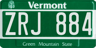 VT license plate ZRJ884