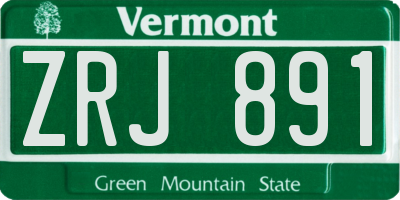VT license plate ZRJ891