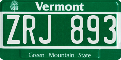VT license plate ZRJ893