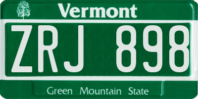 VT license plate ZRJ898