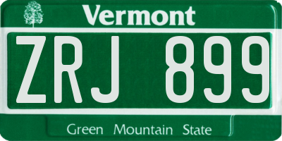 VT license plate ZRJ899