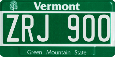 VT license plate ZRJ900