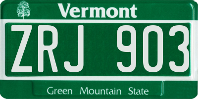 VT license plate ZRJ903