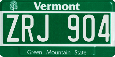 VT license plate ZRJ904