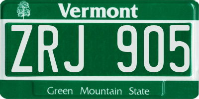 VT license plate ZRJ905