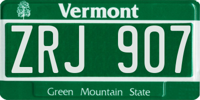 VT license plate ZRJ907