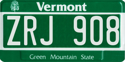 VT license plate ZRJ908