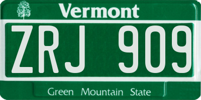 VT license plate ZRJ909