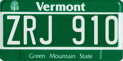VT license plate ZRJ910