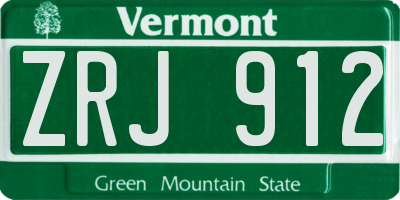 VT license plate ZRJ912