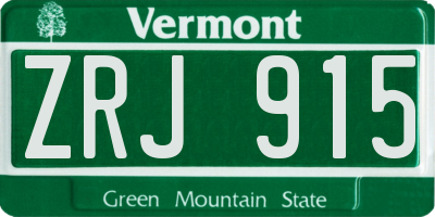 VT license plate ZRJ915