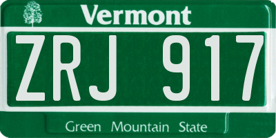 VT license plate ZRJ917