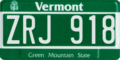 VT license plate ZRJ918