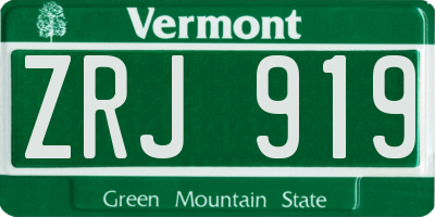 VT license plate ZRJ919