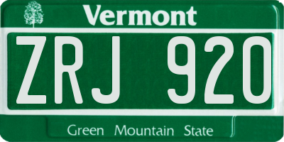 VT license plate ZRJ920