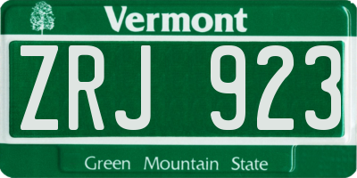 VT license plate ZRJ923