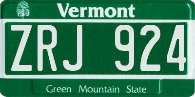 VT license plate ZRJ924