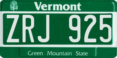 VT license plate ZRJ925