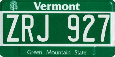 VT license plate ZRJ927