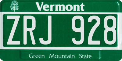 VT license plate ZRJ928