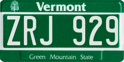VT license plate ZRJ929