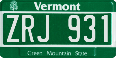 VT license plate ZRJ931