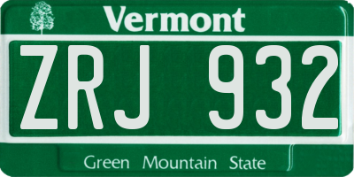 VT license plate ZRJ932