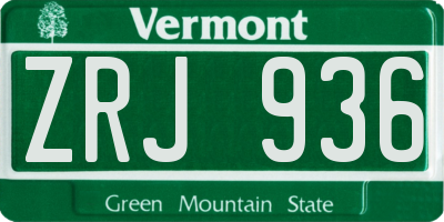 VT license plate ZRJ936