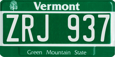 VT license plate ZRJ937