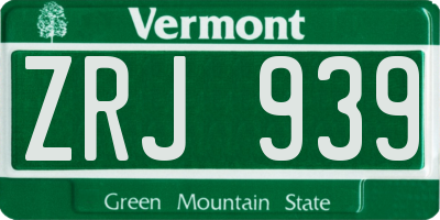 VT license plate ZRJ939