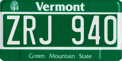 VT license plate ZRJ940