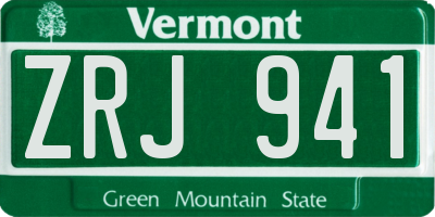 VT license plate ZRJ941