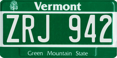 VT license plate ZRJ942