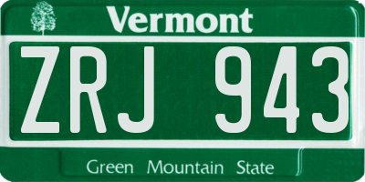 VT license plate ZRJ943