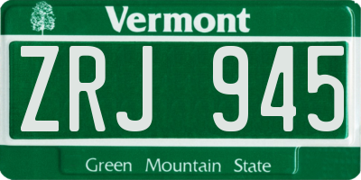 VT license plate ZRJ945