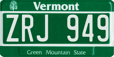 VT license plate ZRJ949