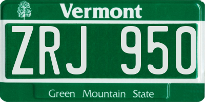 VT license plate ZRJ950