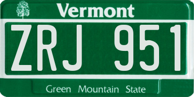 VT license plate ZRJ951