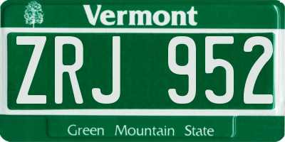VT license plate ZRJ952
