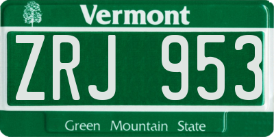 VT license plate ZRJ953