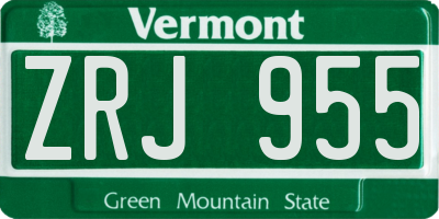 VT license plate ZRJ955