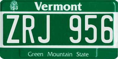 VT license plate ZRJ956