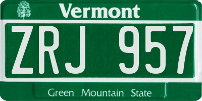 VT license plate ZRJ957