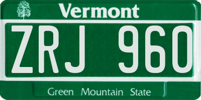 VT license plate ZRJ960